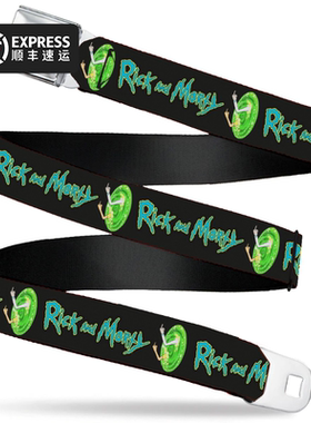 GUMO正版Rick and Morty瑞克和莫蒂裤腰带皮带周边服饰配件黑绿色