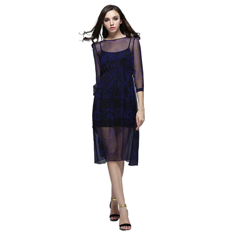 奈昕个性化私人定制 80646 new dress高端潮牌女装网纱纯色修身两