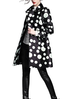 奈昕个性化私人定制90969正品风衣外套 波点中长款桑蚕丝里衬顺丰