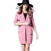 V领蝴蝶图案针织衫 奈昕正品 new knitwear日系中长款 高档货 97271