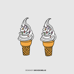 smokebomb儿童 夏日icecream 甜筒冰激凌 插图可爱纹身贴纸