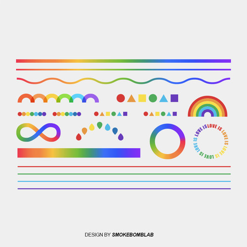 smokebomblab原创设计多巴胺几何彩虹组合线条圆圈纹身贴纸