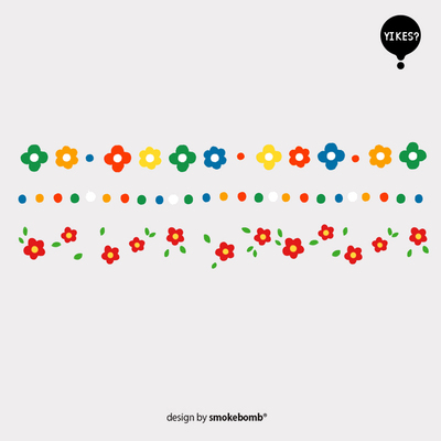 smokebomblab kids 儿童夏日泫雅风清新花朵链条组合 圆点纹身贴