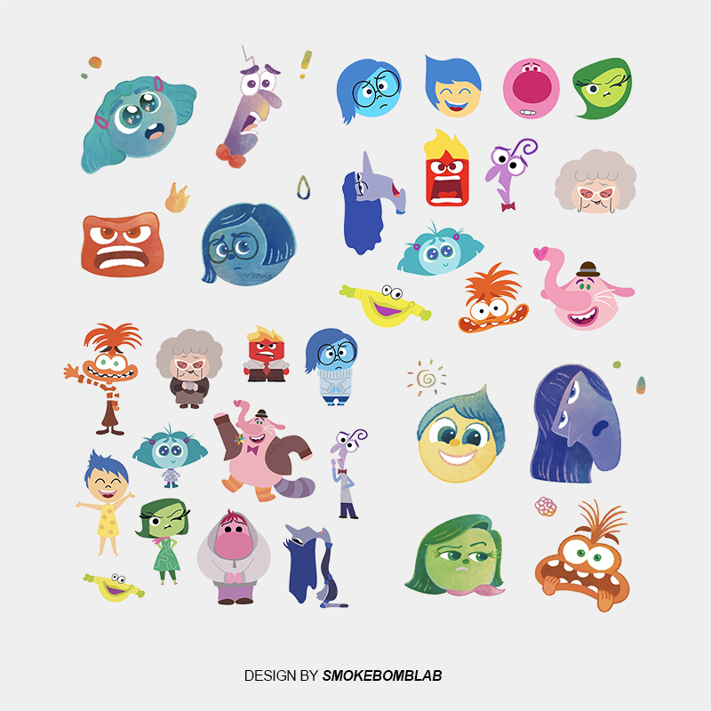 smokebomblab可爱inside out头脑特工队乐乐忧忧插图儿童纹身贴纸