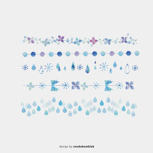 smokebomblab kids 春日光绣球水滴 蓝紫手链花卉儿童纹身贴纸