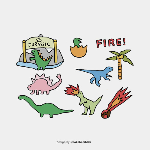 smokebomblab kids 恐龙组合 侏罗纪公园 男孩纹身贴纸