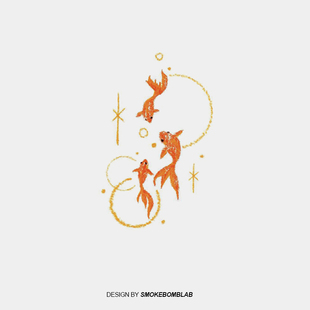 防水纹身贴纸 可爱少女炫彩 smokebomblab ins超酷金鱼