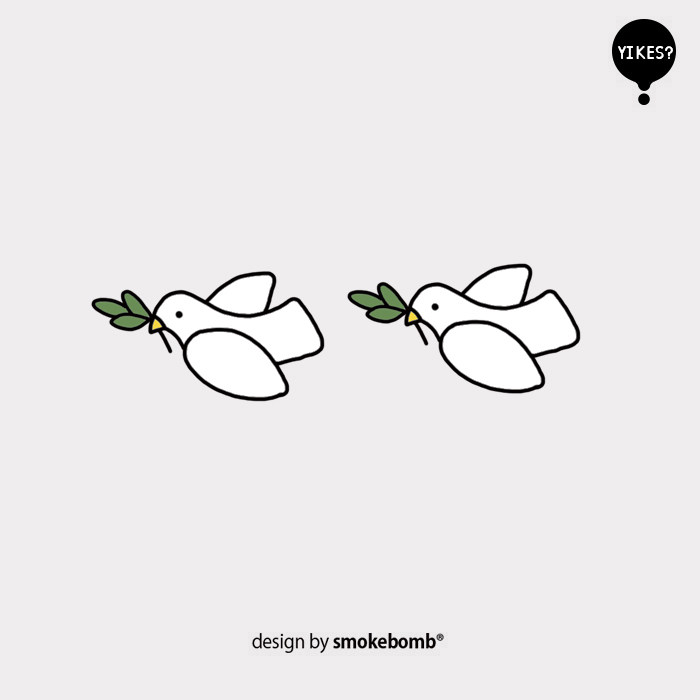 smokebomblab kids 儿童创意纹身贴 和平鸽 橄榄枝白鸽2个组合