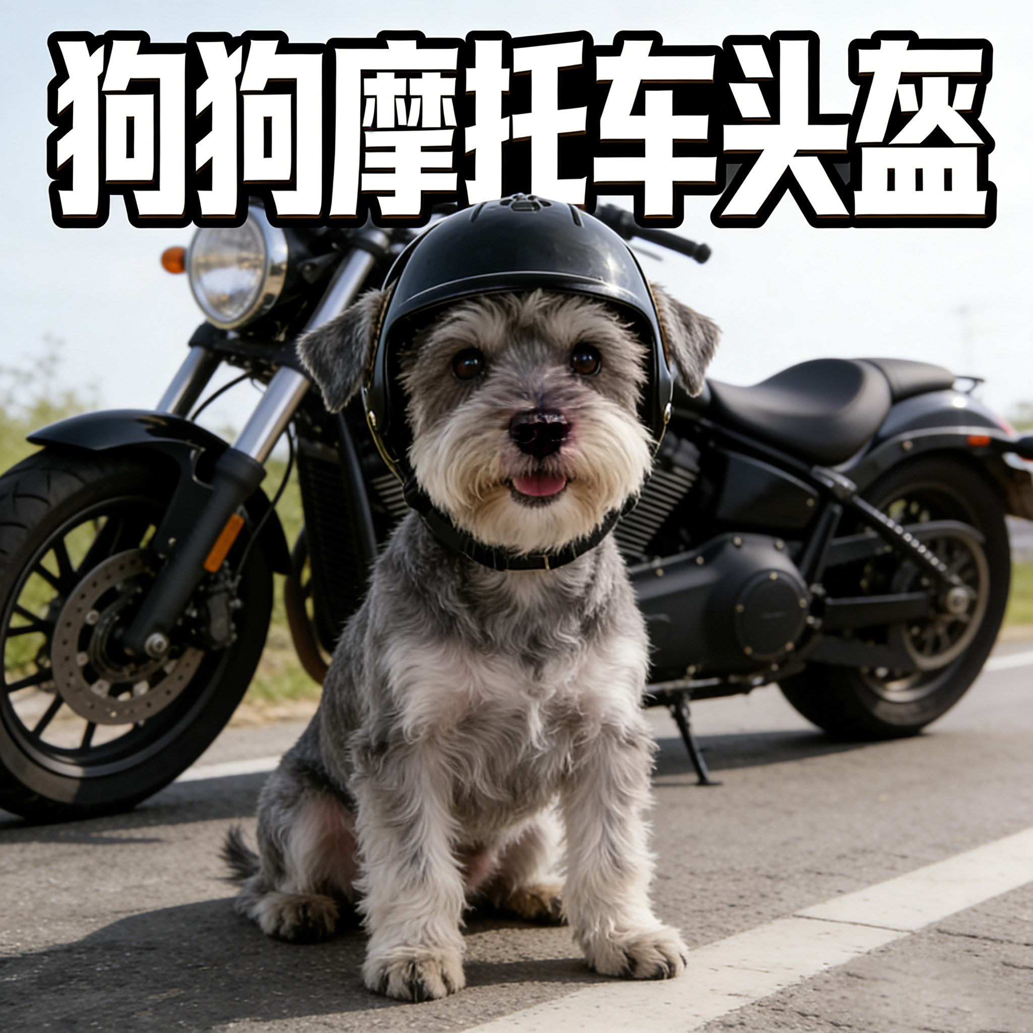 雪纳瑞专用狗狗摩托车头盔小型犬骑行小狗帽子宠物机车外出防风镜