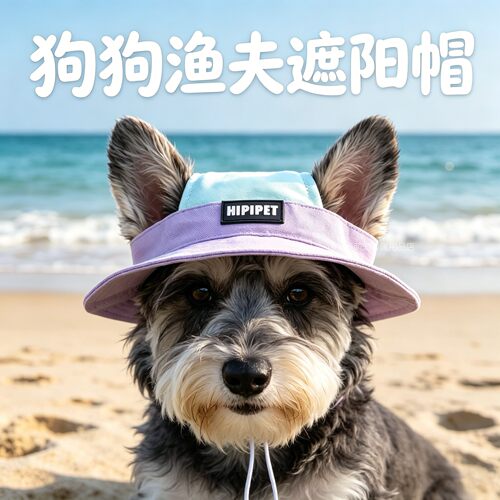 雪纳瑞专用狗狗帽子小狗宠物狗露耳朵遮阳帽小型犬渔夫帽拍照狗耳