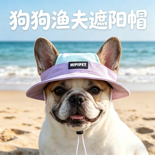 法斗专用狗狗帽子小狗宠物狗露耳朵遮阳帽小型犬狗耳防晒夏天透气