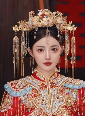 传统中式古装新娘秀禾龙凤褂头饰