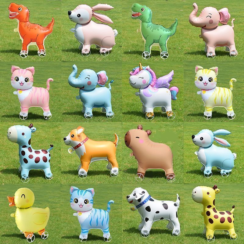 气球新款摆摊卡通网红动物走路带轮儿童生日活动布置装饰夜市玩具