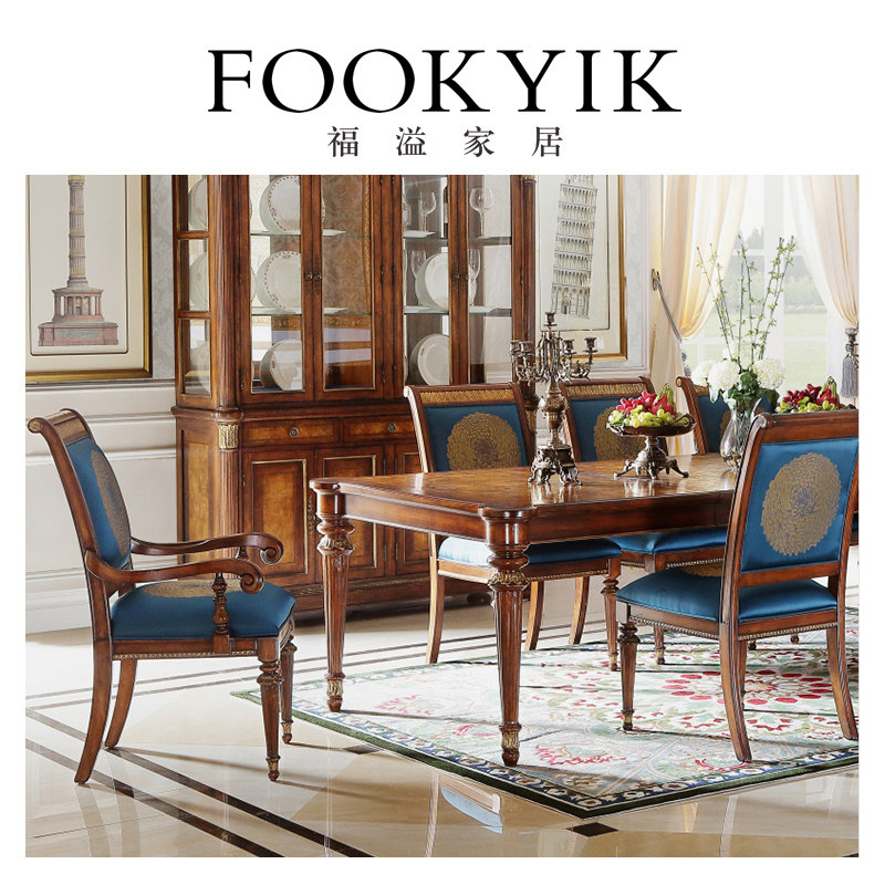 福溢家居欧式餐椅 意大利家具单椅扶手椅 靠背实木椅子艺术休闲椅