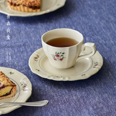 〈青森食堂〉日本制studio m'法式复古玫瑰陶瓷咖啡杯甜品碟餐盘