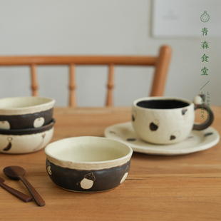 〈青森食堂〉日本作家器丸伴工场手捏粗陶水果圣诞圆肚杯钵盘茶壶