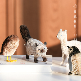 〈青森食堂〉日本进口手作可爱动物书桌房间硬质棕榈装 饰小摆件