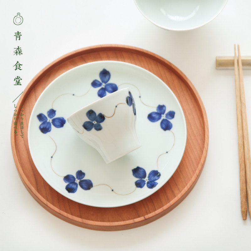 食堂有田烧和风花朵陶瓷汤吞碗盘