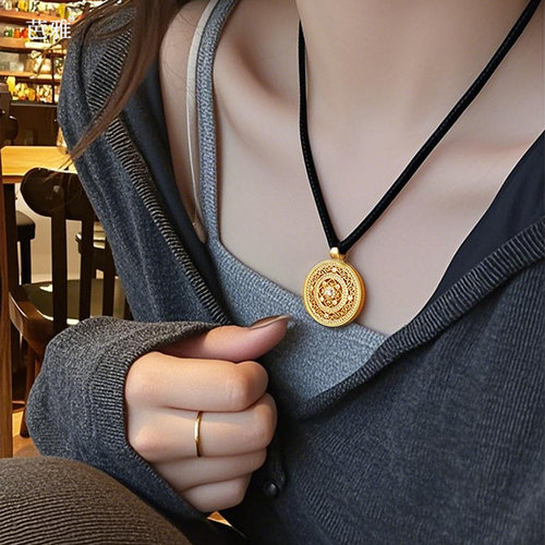 八宝罗盘项链时尚随心可转动吊坠