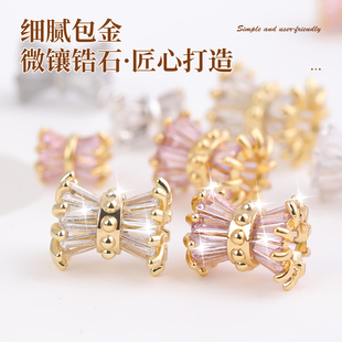 包14K金小蛮腰锆石隔珠手串配件diy珍珠水晶手链项链串珠桶珠材料