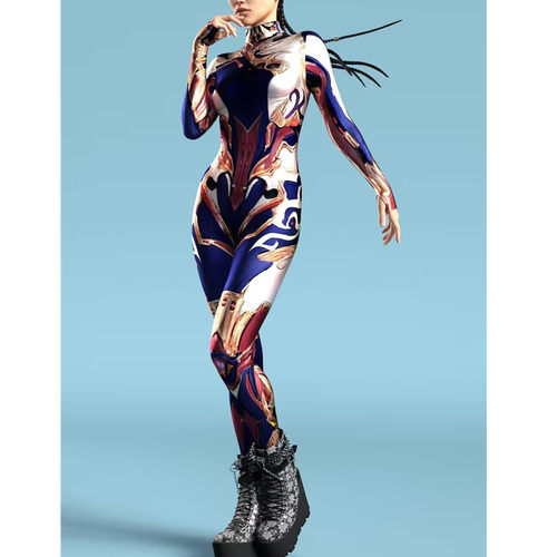 跨境热卖款3D印花连体紧身衣万圣节舞台表演服弹力Zentai