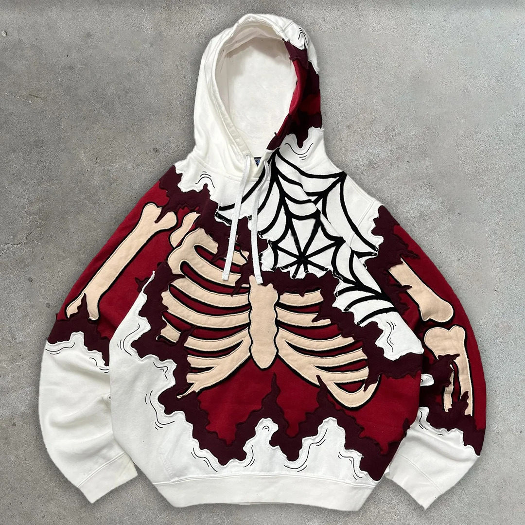 欧美热卖复古骨架3D印花卫衣连帽衫男女时尚外套hoodie