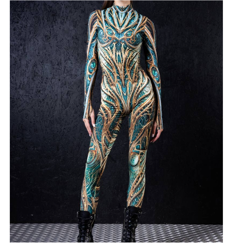 跨境热卖款3D印花连体紧身衣万圣节舞台表演服弹力Zentai