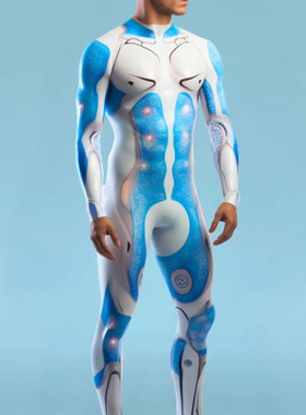 跨境外贸热卖款战士3D印花连体紧身衣万圣节舞台表演服弹力Zentai