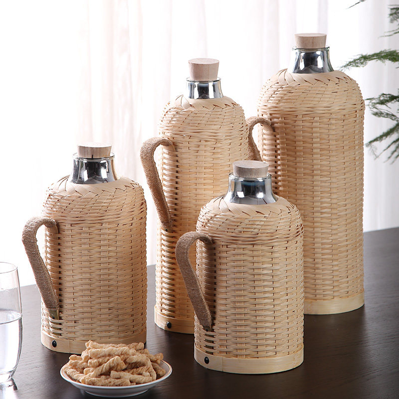 复古竹编热水瓶开水瓶暖壶保温瓶保温壶热水壶民宿饭店结婚陪嫁