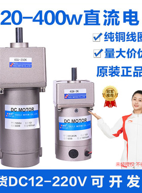 台力直流有刷减速电机12v24V48v可调速300w正反转/大扭矩微型马达