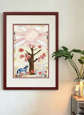 法式中古高级餐厅玄关桌装饰画美式抽象小众边柜玄关实木挂画摆画
