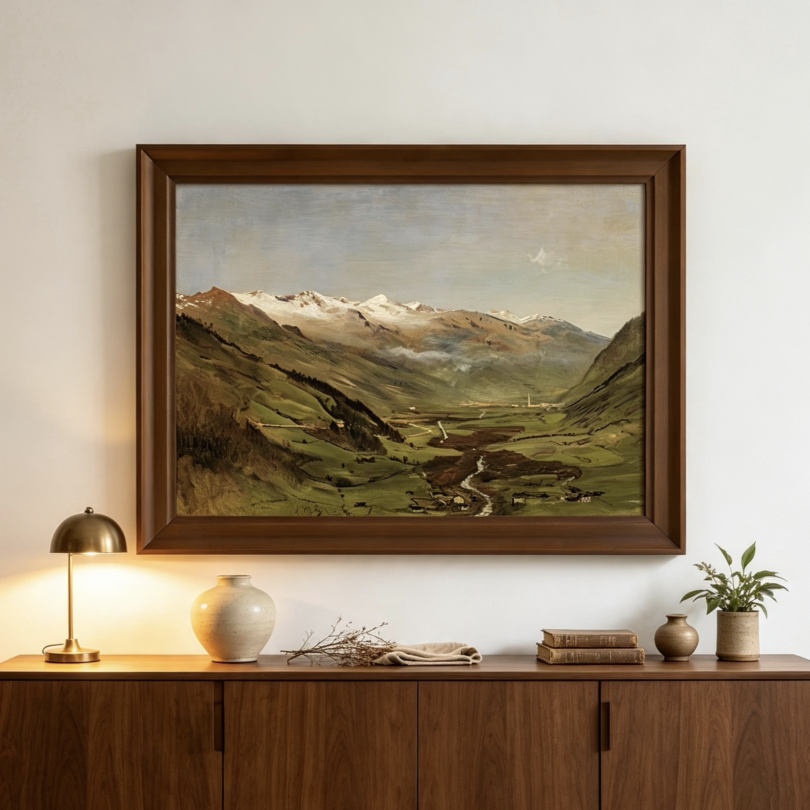 山景》现代法式中古风客厅风景装饰画高级感玄关斗柜走廊艺术挂画