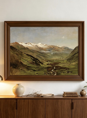 山景》现代法式中古风客厅风景装饰画高级感玄关斗柜走廊艺术挂画