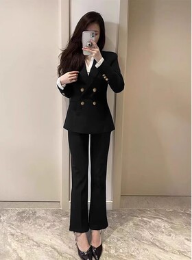 时尚套装女装春秋高端洋气修身显瘦商务免烫西装女大学生面试西服