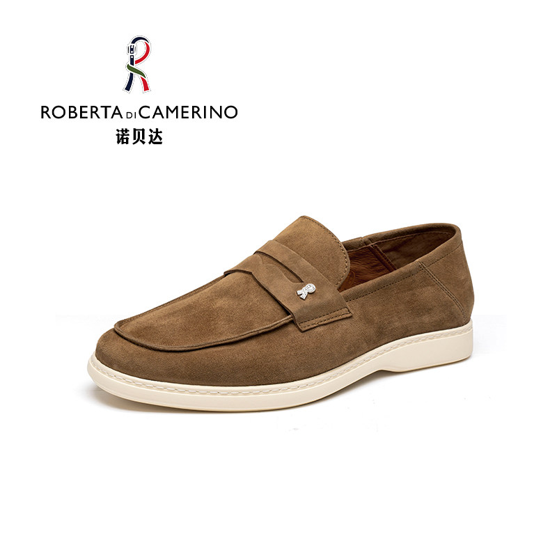 意大利诺贝达男鞋夏季商务休闲皮鞋真皮老钱风懒人乐福鞋透气单鞋