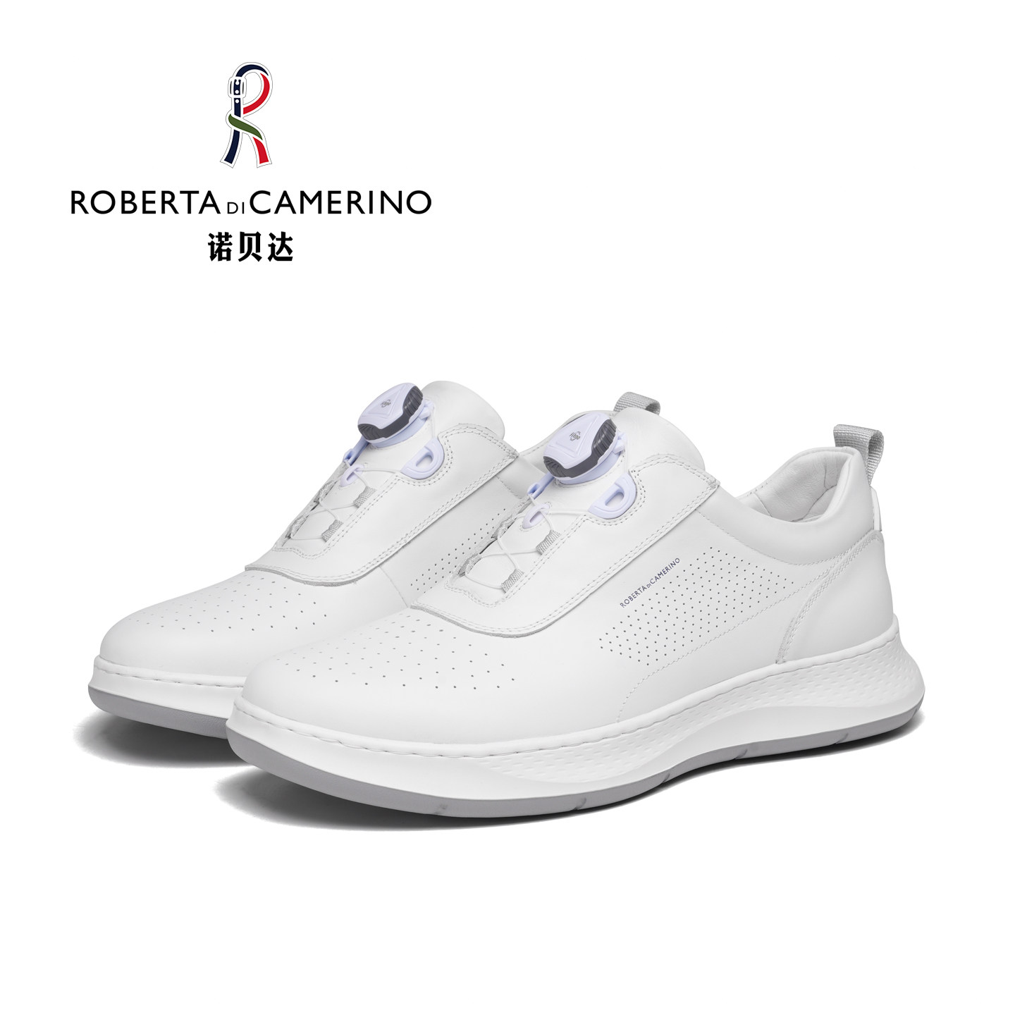 意大利诺贝达男鞋夏季男士商务休闲皮鞋男真皮镂空软底运动鞋透气