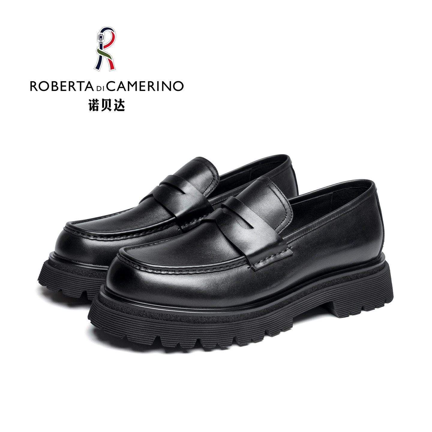 意大利诺贝达男鞋男士商务休闲皮鞋真皮厚底软底软面舒适乐福鞋