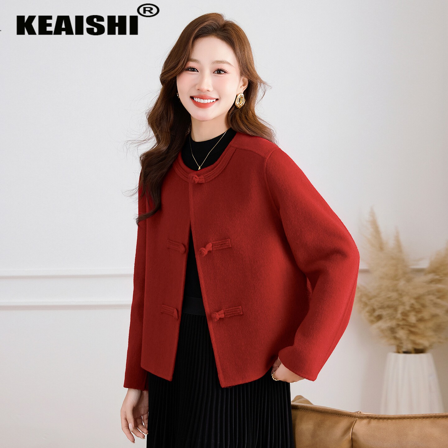 KEAISHI香港轻奢2026春季新款时尚气质羊毛毛呢外套高端品牌大衣