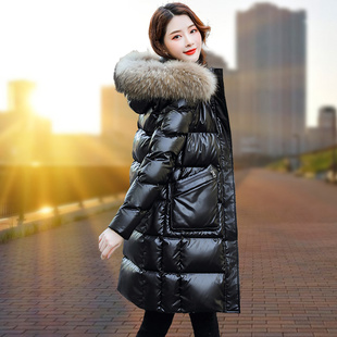 KEAISHI香港轻奢2025冬季 亮面毛领白鸭绒羽绒服高档品牌外套 时尚