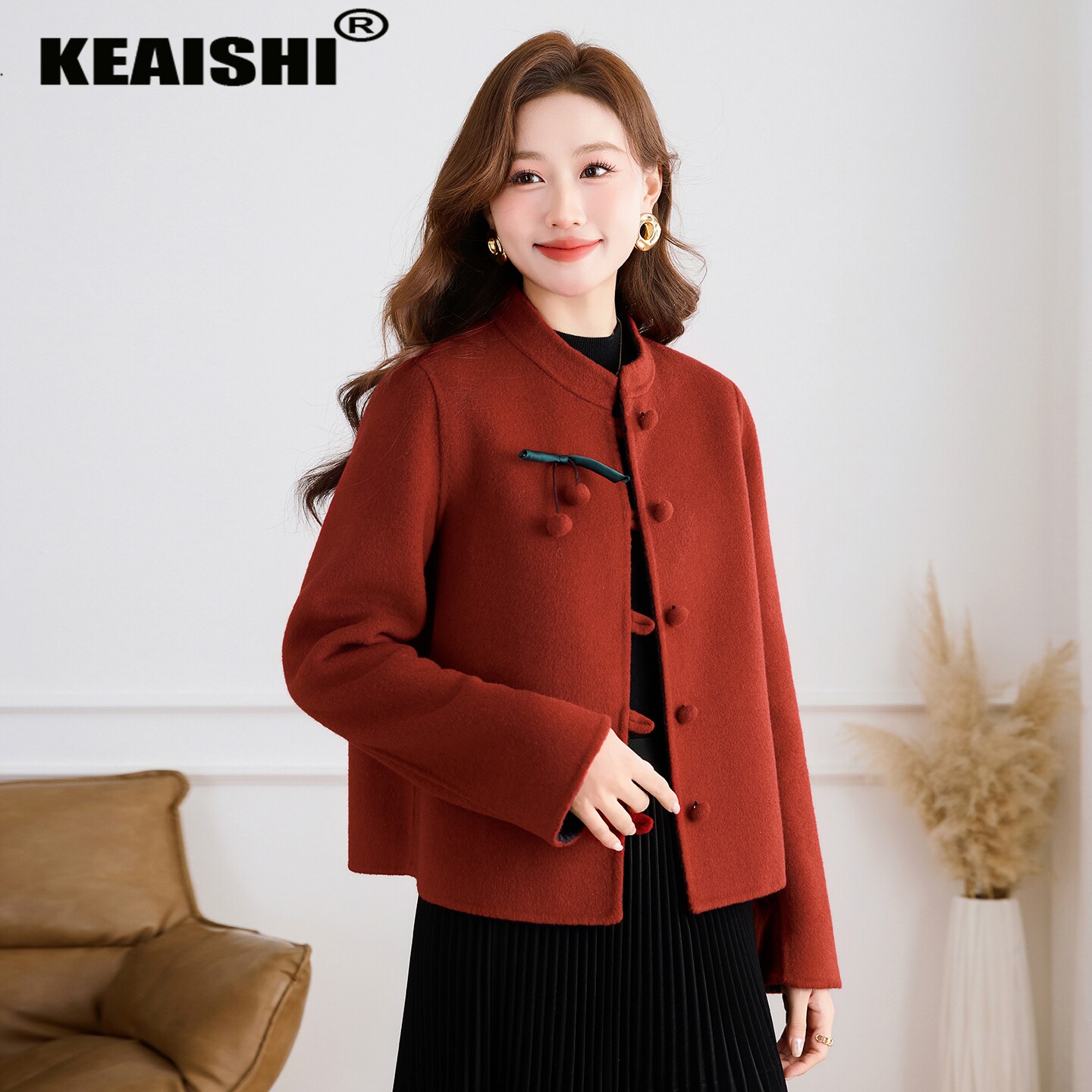 KEAISHI香港轻奢2026春季新款时尚优雅气质毛呢外套高端品牌大衣