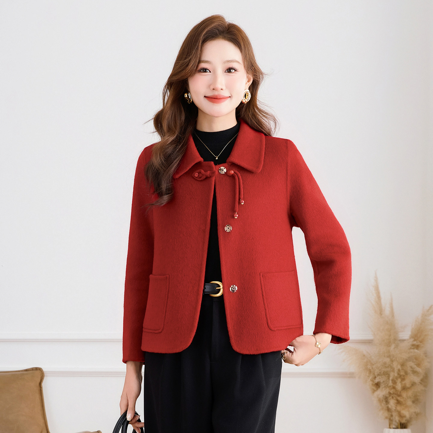 KEAISHI香港轻奢2026春季新款时尚优雅减龄毛呢外套高端品牌大衣