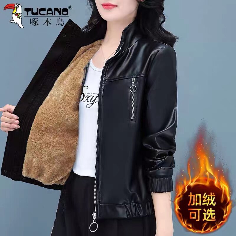 啄木鸟黑色皮衣外套女春秋2022新款时尚洋气秋冬加绒PU皮夹克上衣怎么样,好用不?