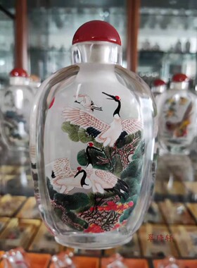北京鼻烟壶 翠琦轩内画  内画鼻烟壶 亮边内画壶  松鹤图