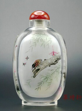 北京翠琦轩内画  内画鼻烟壶 亮边内画壶  蝉 蜻蜓 秋虫