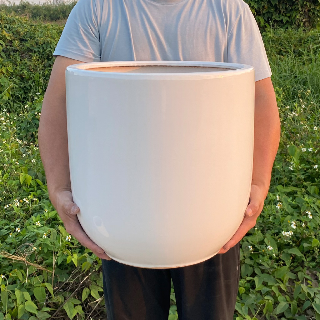 简约白色陶瓷花盆特大号大口径盆阳台室内地面种植发财树绿植盆栽