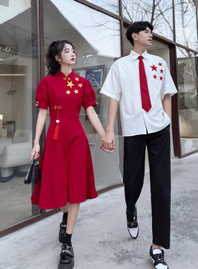 红歌大合唱团演出服初中生长裙指挥朗诵比赛服装大学高中生礼服夏