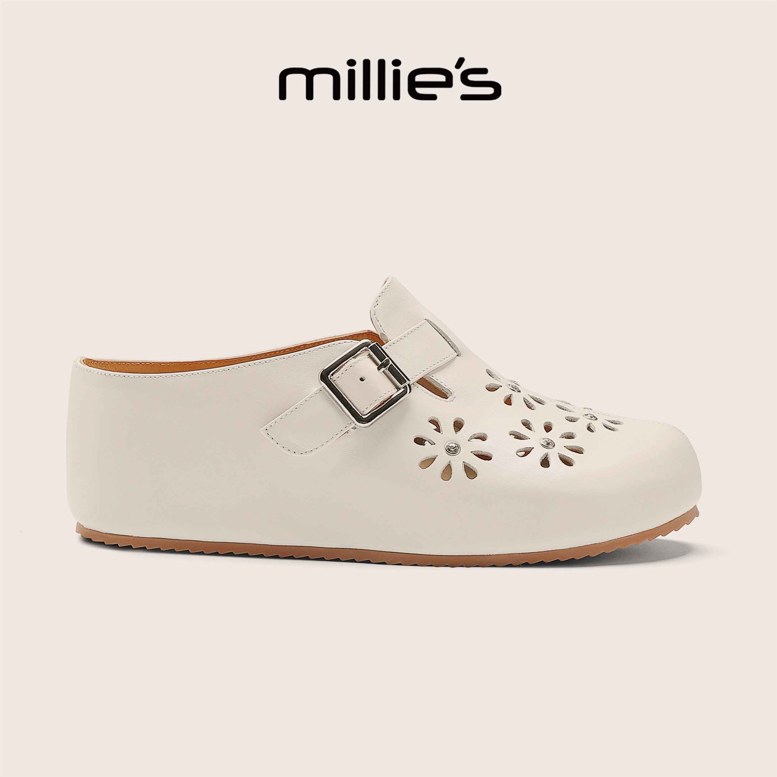 MILLIE'S/妙丽官方旗舰店夏季镂空花朵巨好看包头拖鞋女厚底增高C