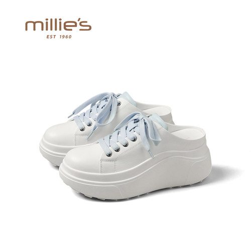 MILLIE'S/妙丽厚底小白鞋女2026春季新款内增高百搭休闲运动鞋
