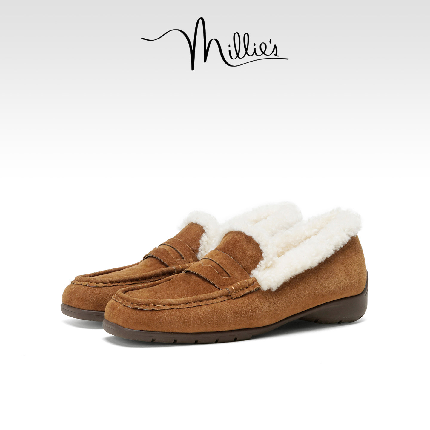 MILLIE'S妙丽羊羔毛豆豆鞋女秋冬加绒一脚蹬懒人棉鞋保暖勃肯鞋,女鞋,乐福鞋（豆豆鞋）,淘宝优惠券,粉丝福利购,淘宝优惠卷