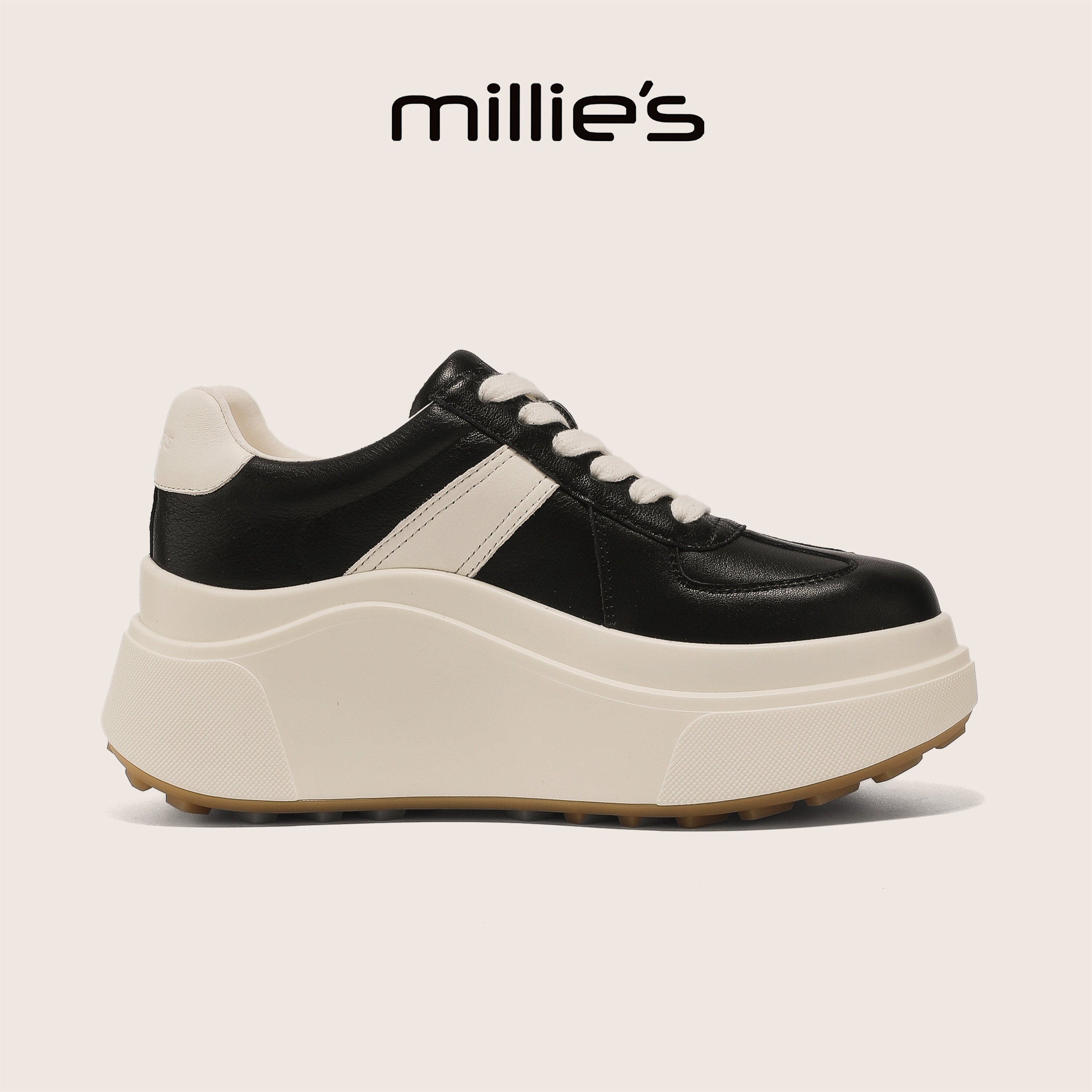 MILLIE'S/妙丽官方旗舰店复古拼接巨好看时尚休闲鞋厚底不累脚女C